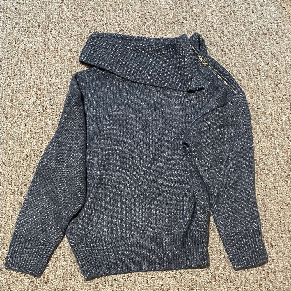 White House Black Market Blue Lurex Marl Turtleneck Sweater ( Brand New)
